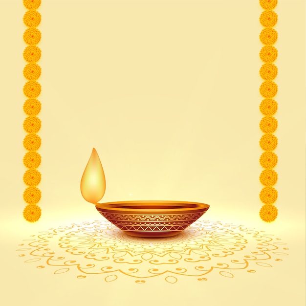 Free Vector | Realistic diwali festival diya background with text space