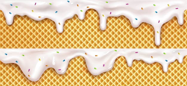 Download Free Vector | Realistic drip ice cream melt drops with ...