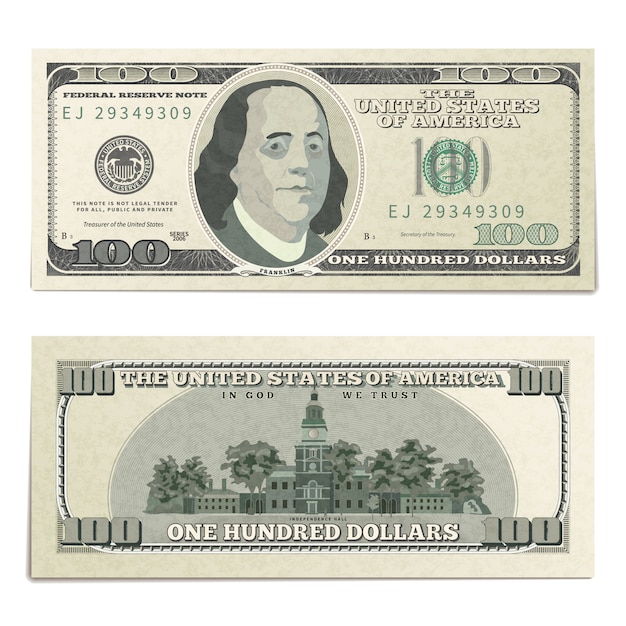 Premium Vector | Realistic dummy one hundred usa dollars banknote ...
