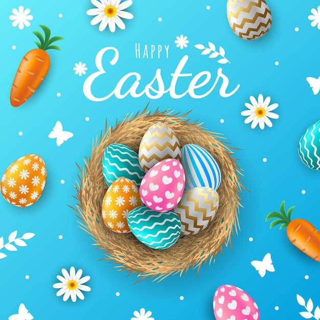 Realistic easter background Free Vector