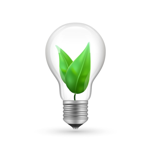 Realistic eco light bulb isolated on white background. energy economy lamp  illustration Premium Vec