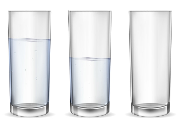 Realistic empty glass with water cup set. Vector | Premium Download