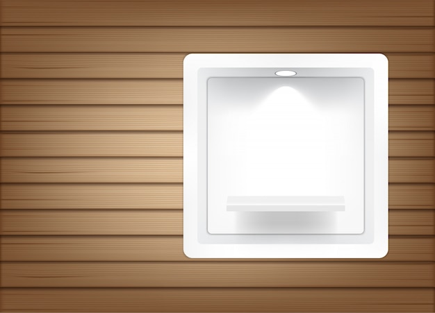 Realistic empty square shelves for interior to show product with light and shadow Premium Vector