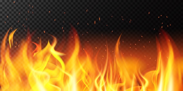 Premium Vector | Realistic fire. flame bright border, fiery sparkles ...