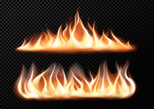 Premium Vector | Realistic fire flames on transparent black