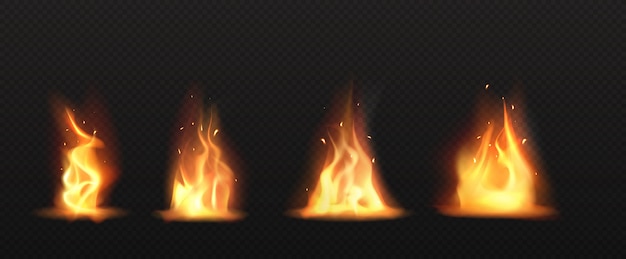 現実的な火 トーチ炎セット分離クリップアート 無料のベクター
