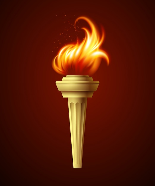 Realistic fire torch. illustration | Premium Vector