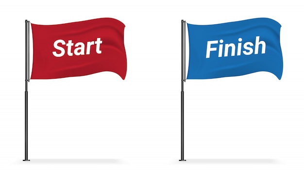 Realistic flag display start and finish for sport | Premium Vector