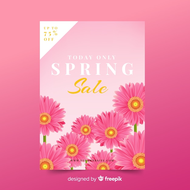 Download Realistic flowers spring sale poster | Free Vector