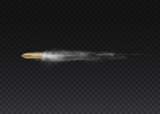 Premium Vector Realistic Flying Bullet In Motion Gunshots Bullet In Motion Military Smoke