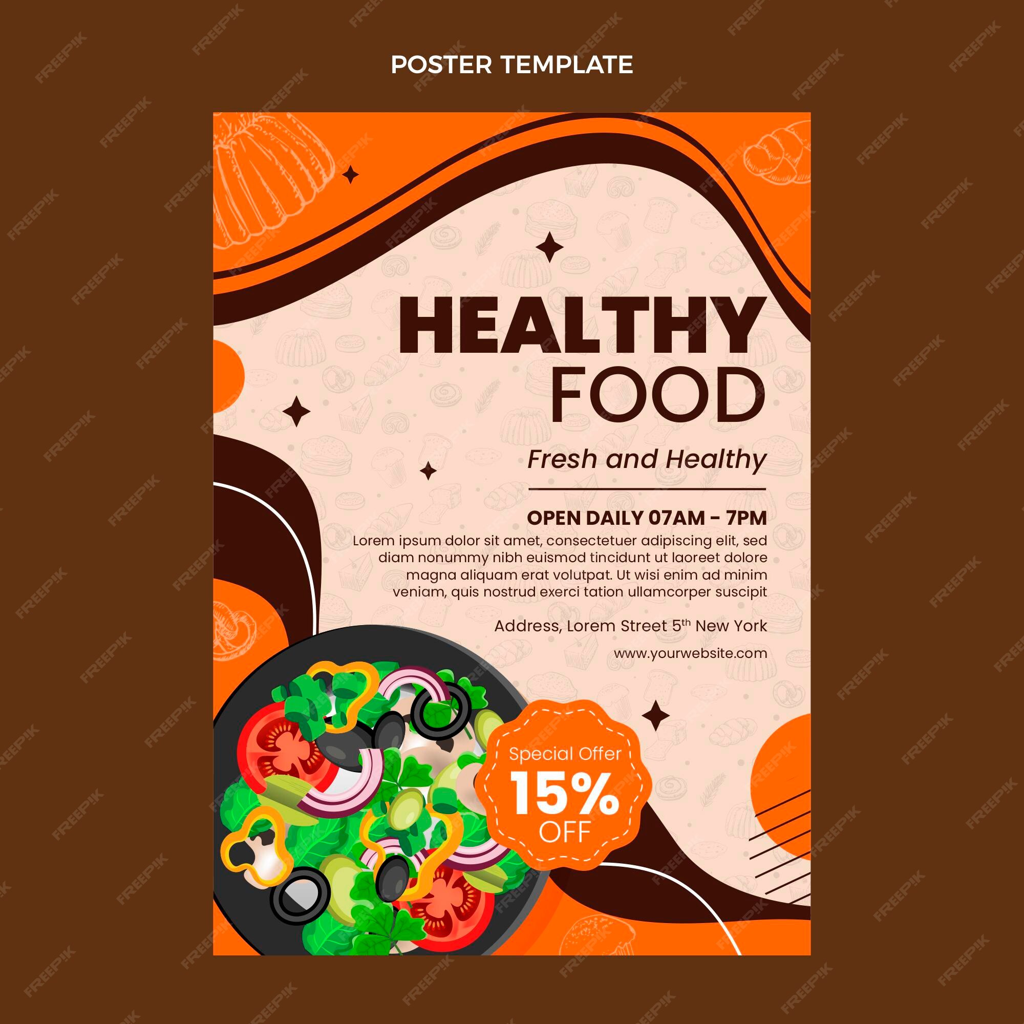 Free Vector | Realistic food poster template