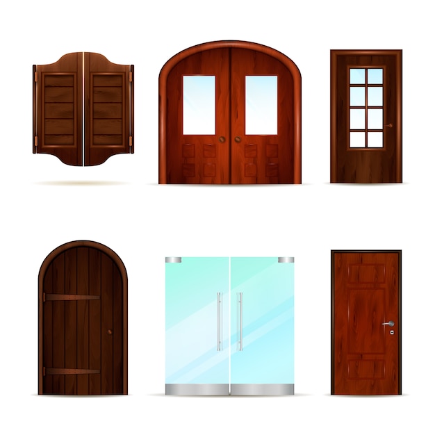 Realistic front doors collection | Free Vector