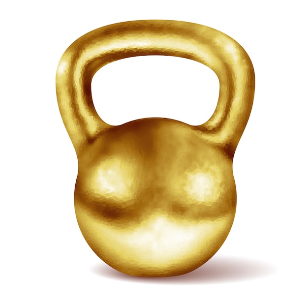 Premium Vector | Realistic glossy gold kettlebell isolated on white