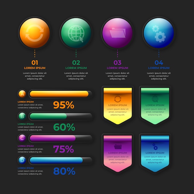 Free Vector Realistic Glossy Infographic Elements