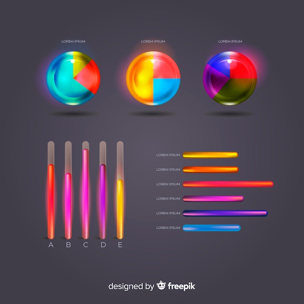 Raccolta Di Elementi Infographic Di Plastica Lucida Realistica