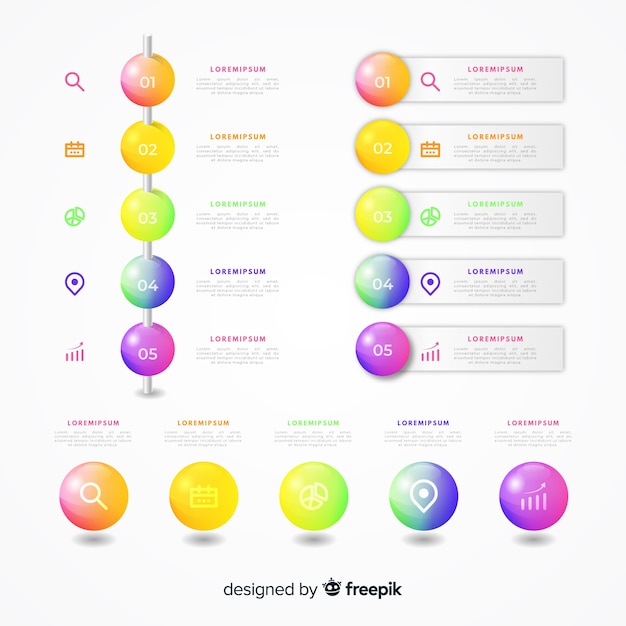 Realistic glossy plastic infographic element collection Free Vector