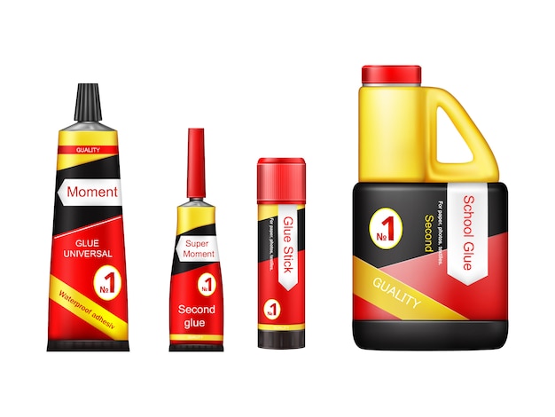 Download Realistic glue tube stick plastic bottle mockup set | Premium Vector