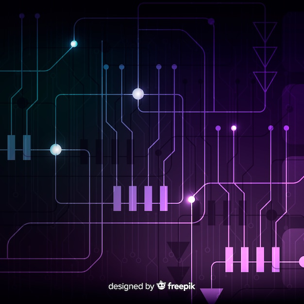 Realistic gradient circuit board backgrond Free Vector