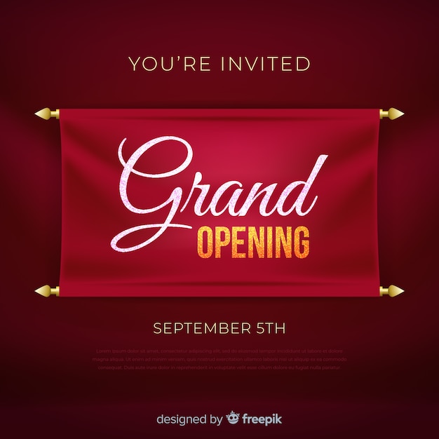 Free Vector | Realistic grand opening banner template