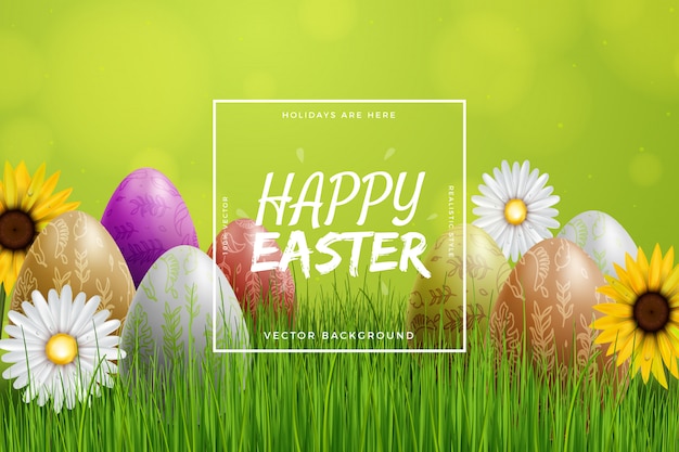 Premium Vector | Realistic green easter background