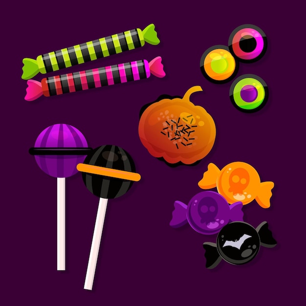 Download Free Vector | Realistic halloween candy collection