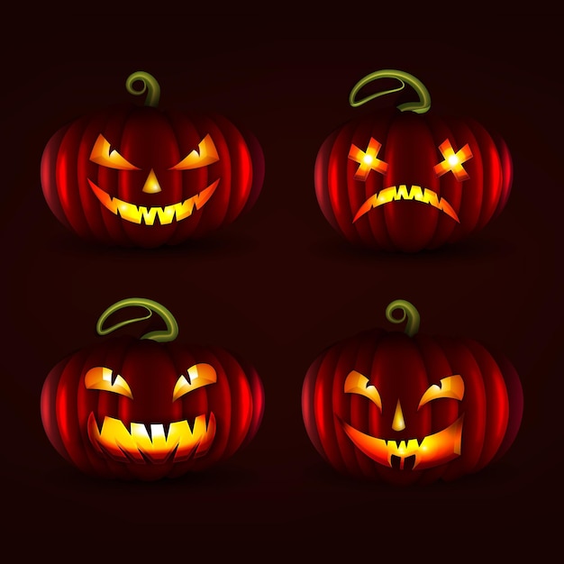 Premium Vector Realistic halloween pumpkin collection