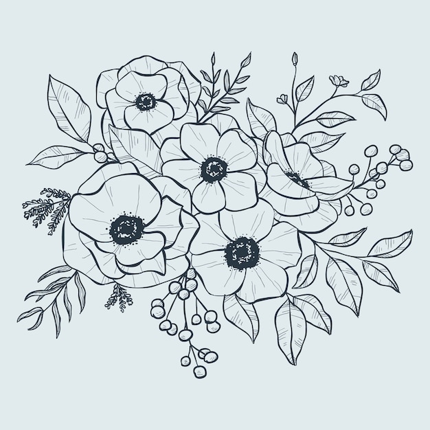 Free Vector Realistic Hand Drawn Floral Bouquet