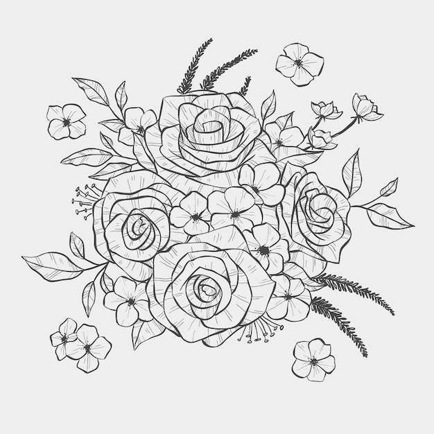 Realistic hand drawn floral bouquet Free Vector
