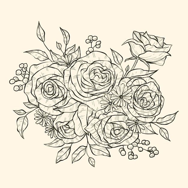 Free Vector Realistic hand drawn floral bouquet