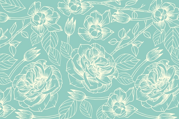 Free Vector | Realistic hand drawn flower on pastel blue background