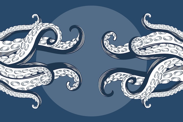 Realistic hand drawn octopus tentacles background | Free Vector