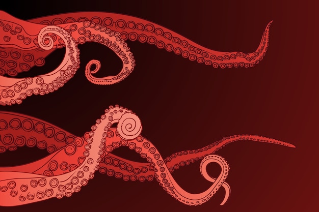 Realistic hand drawn octopus tentacles background | Free Vector