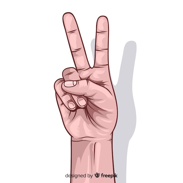Free Vector Realistic hand peace sign background
