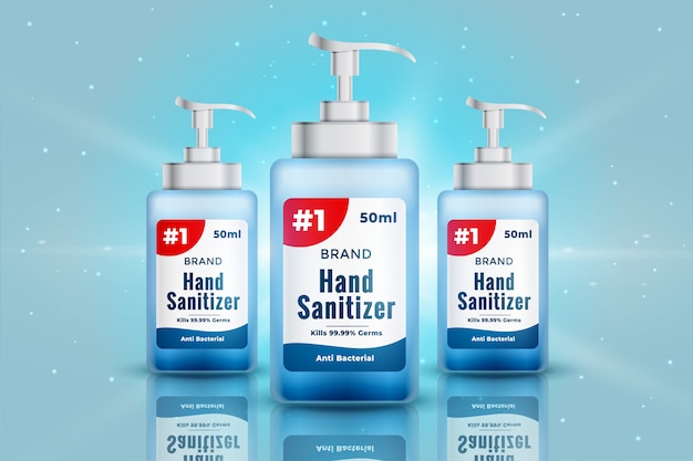 Download Free Vector Realistic Hand Sanitizer Bottle Mockup Concept Design