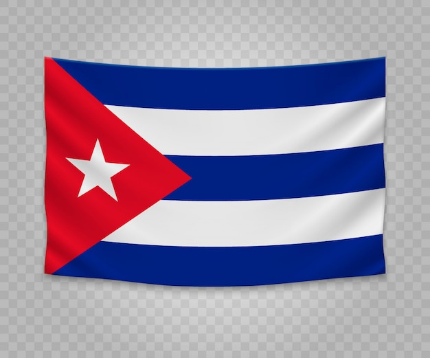 Download Realistic hanging flag of cuba | Premium Vector