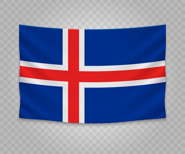 Download Realistic hanging flag of iceland Vector | Premium Download