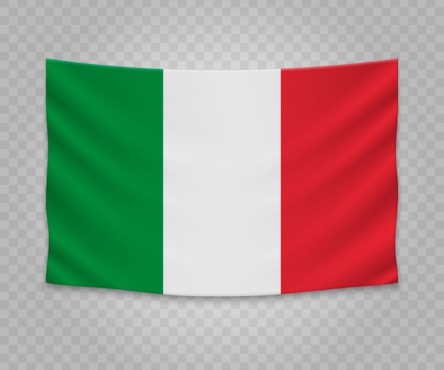 Download Realistic hanging flag of italy Vector | Premium Download