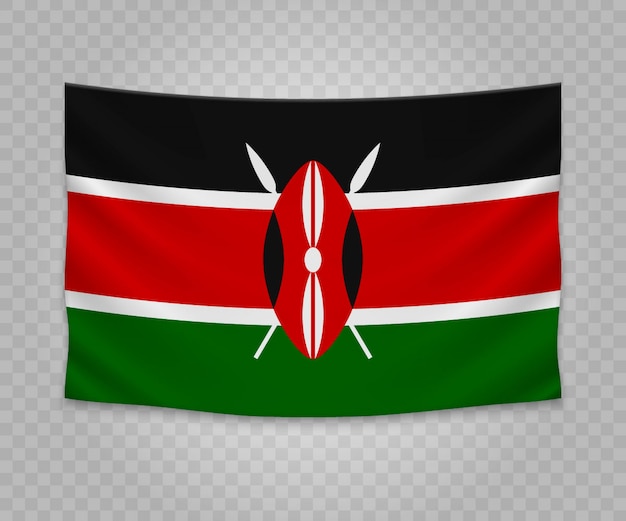 Download Realistic hanging flag of kenya | Premium Vector