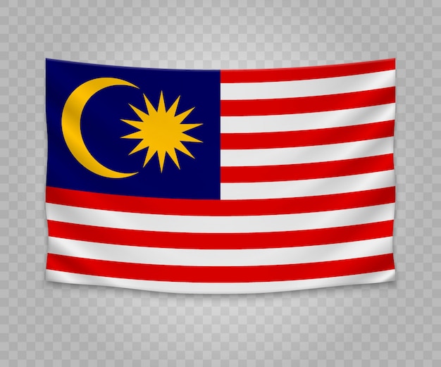 Download Realistic hanging flag of malaysia | Premium Vector