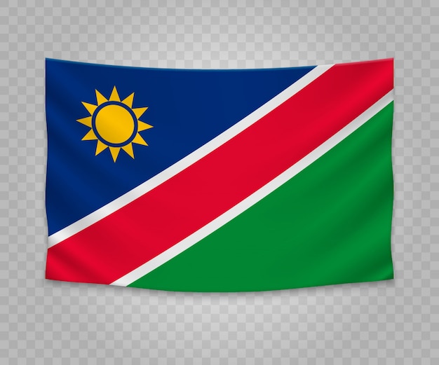 Premium Vector Realistic Hanging Flag Of Namibia