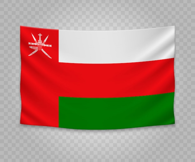 Download Realistic hanging flag of oman Vector | Premium Download