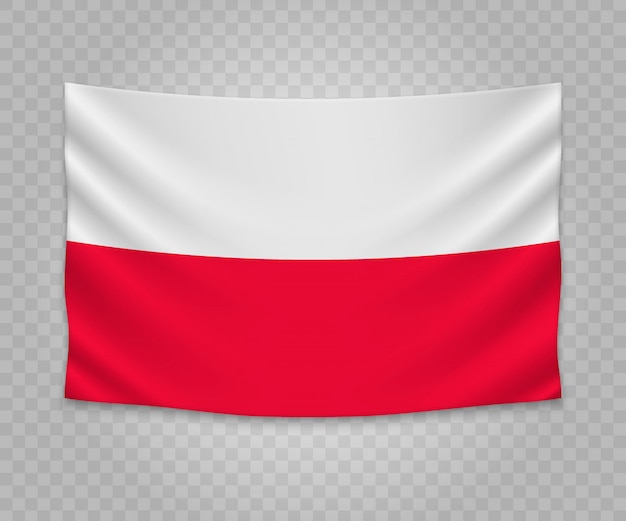 Download Realistic hanging flag of poland | Premium Vector