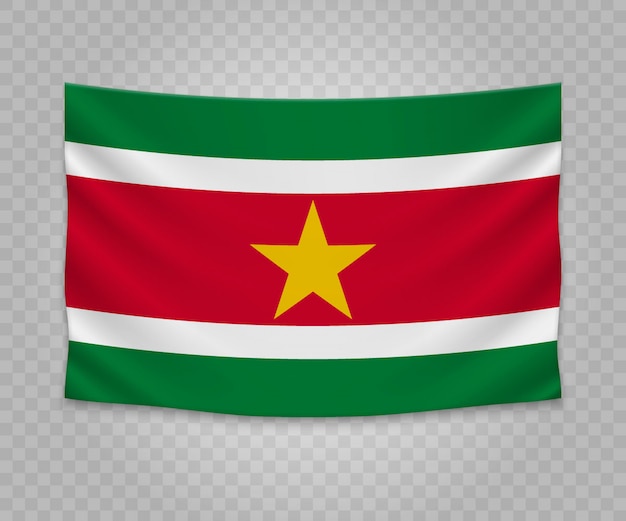 Download Realistic hanging flag of suriname | Premium Vector