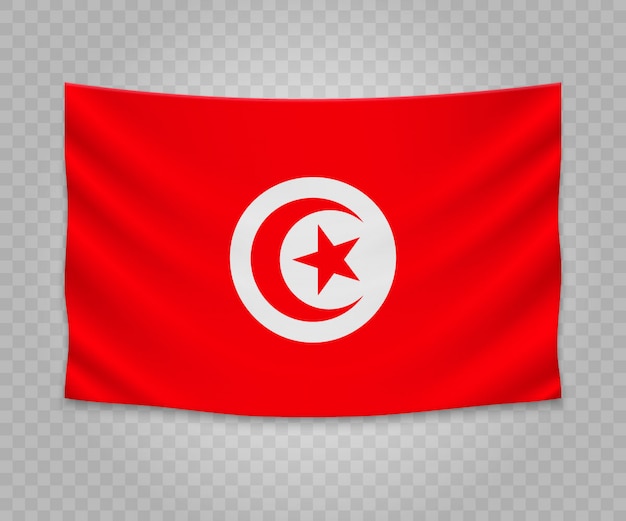 Download Realistic hanging flag of tunisia | Premium Vector