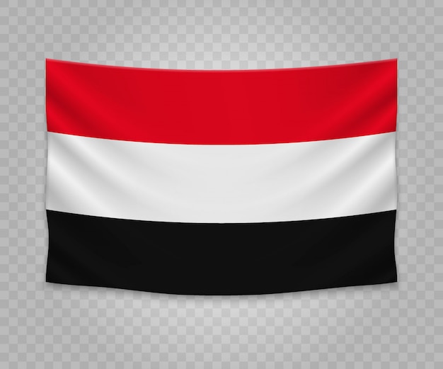 Download Realistic hanging flag of yemen | Premium Vector