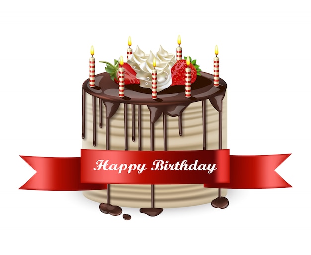 Download Realistic happy birthday cake | Premium Vector