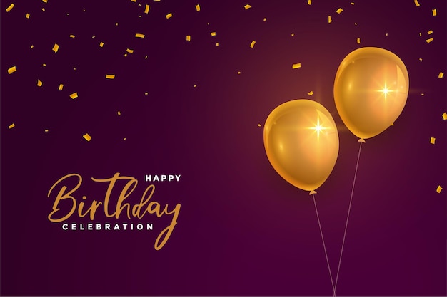 Free Vector Realistic Happy Birthday Golden Balloons On Maroon Background