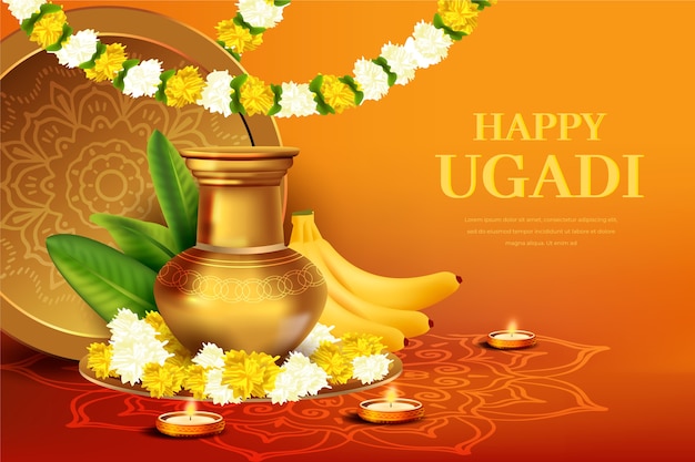 Realistic happy ugadi festival design | Free Vector