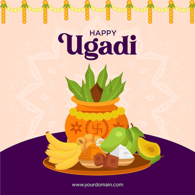 Premium Vector | Realistic happy ugadi festival