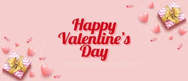 Premium Vector | Realistic happy valentines day love background with ...